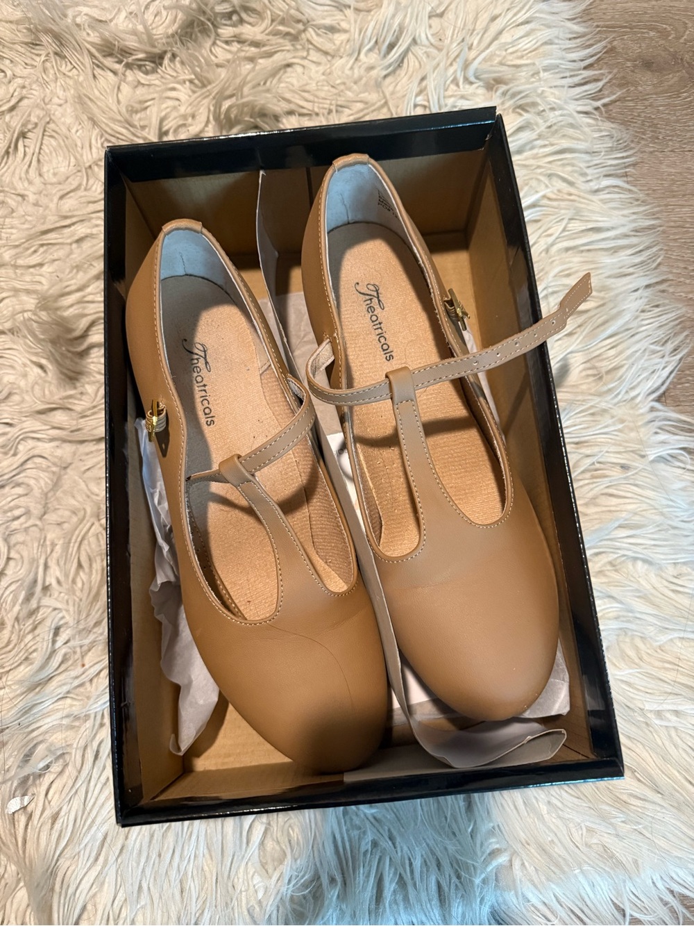T-Strap Dancing Heels in Tan